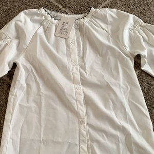 Duwnie - Button-Up Balloon-Sleeve Blouse / Patterned Button-Up Knit Vest [Blouse